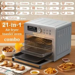 ROOMTEC 26 qt. Stainless Steel Air Fryer Toaster Oven Combo, 21-in-1 Large Countertop Convection Ovens with 9 Accessories 14 ROOMTEC 26 qt. Stainless Steel Air Fryer Toaster Oven Combo, 21-in-1 Large Countertop Convection Ovens with 9 Accessories -Air Fryers shop stainless steel roomtec air fryers airfryeroven 001 1f 1000
