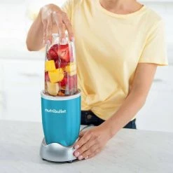 NutriBullet Pro 32 oz. Single Speed Teal Blender with 24 oz. Cup and Lids -Air Fryers shop teal nutribullet countertop blenders nb9 0901t 4f 1000