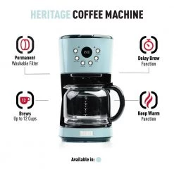 HADEN Heritage 12-Cup Turquoise Retro Style Coffee Maker Programmable with Strength Control and Timer -Air Fryers shop turquoise haden drip coffee makers 75032 c3 1000