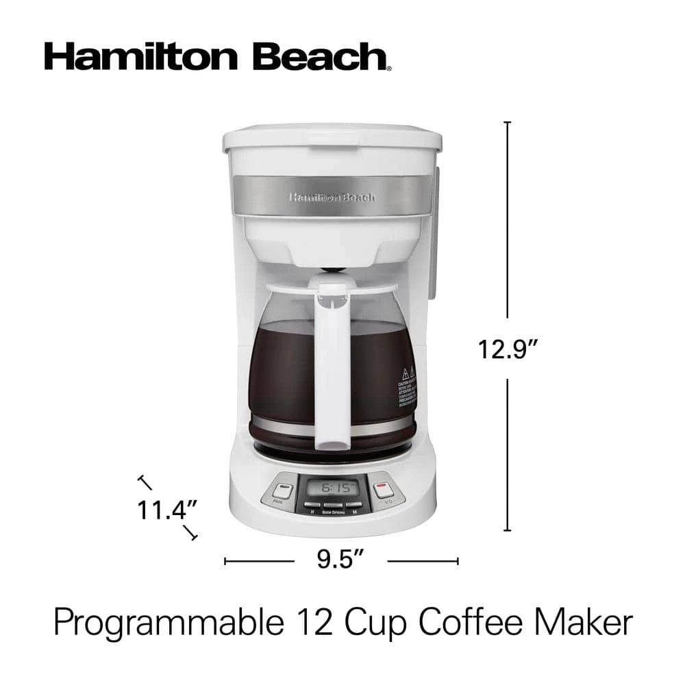 Hamilton Beach 12-Cup White Programmable Drip Coffee Maker 4 Hamilton Beach 12-Cup White Programmable Drip Coffee Maker - Image 2