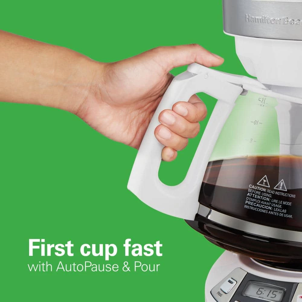 Hamilton Beach 12-Cup White Programmable Drip Coffee Maker 7 Hamilton Beach 12-Cup White Programmable Drip Coffee Maker - Image 5