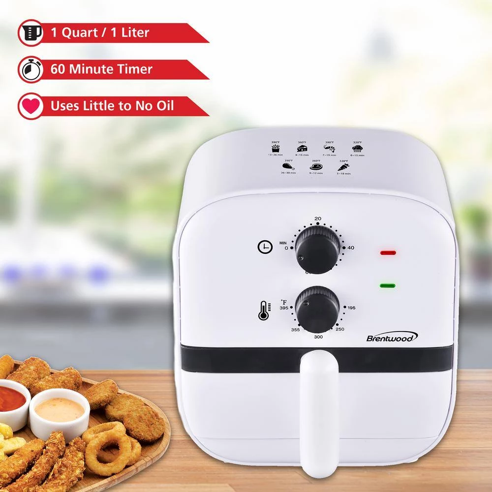 Brentwood 1 qt. White Small Electric Air Fryer with Built-in Timer and Temp Control 4 Brentwood 1 qt. White Small Electric Air Fryer with Built-in Timer and Temp Control - Image 2