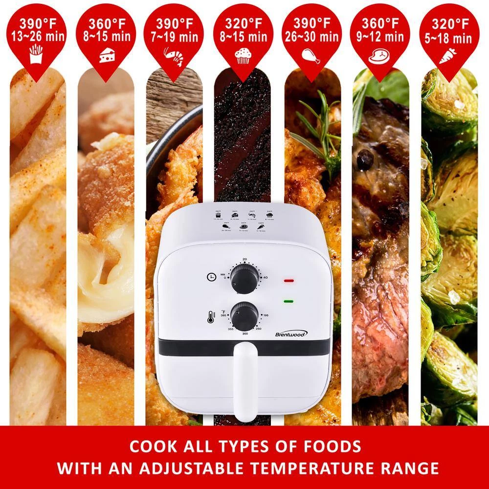 Brentwood 1 qt. White Small Electric Air Fryer with Built-in Timer and Temp Control 8 Brentwood 1 qt. White Small Electric Air Fryer with Built-in Timer and Temp Control - Image 6