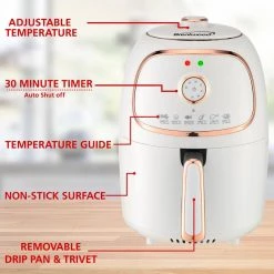 Brentwood 2 Qt. White Small Electric Air Fryer with Timer and Temp Control 18 Brentwood 2 Qt. White Small Electric Air Fryer with Timer and Temp Control -Air Fryers shop white brentwood air fryers af 202w fa 1000
