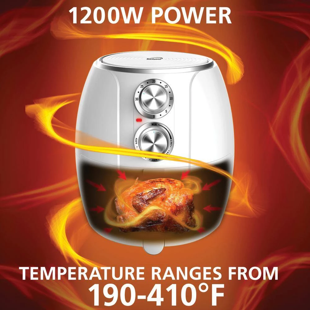 Brentwood Appliances 3.2 qt. White Electric Air Fryer with Timer and Temperature Control 5 Brentwood Appliances 3.2 qt. White Electric Air Fryer with Timer and Temperature Control - Image 3