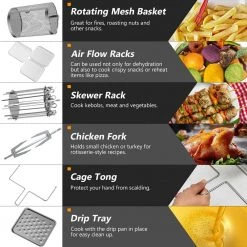 Costway 19 qt. White Air Fryer Oven with Dehydrator Rotisserie -Air Fryers shop white costway air fryers ep24735wh 1d 1000