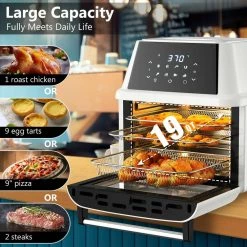 Costway 19 qt. White Air Fryer Oven with Dehydrator Rotisserie -Air Fryers shop white costway air fryers ep24735wh 1f 1000