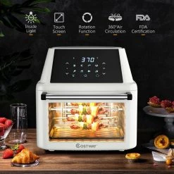 Costway 19 qt. White Air Fryer Oven with Dehydrator Rotisserie -Air Fryers shop white costway air fryers ep24735wh 76 1000