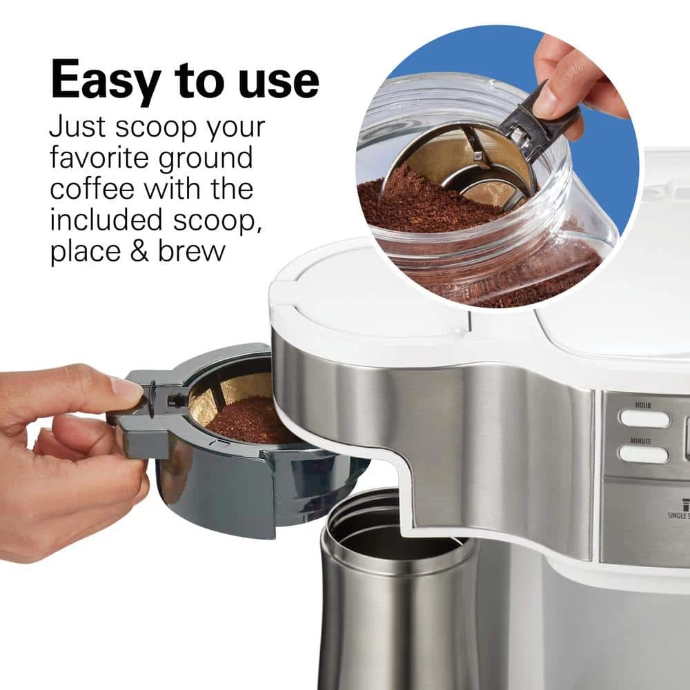 Hamilton Beach 2-Way 12-Cup White Programmable Drip Coffeemaker with Single Serve 8 Hamilton Beach 2-Way 12-Cup White Programmable Drip Coffeemaker with Single Serve - Image 6