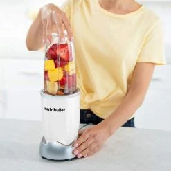 NutriBullet Pro 32 oz. Single Speed White Blender with 24 oz. Cup and Lids -Air Fryers shop white nutribullet countertop blenders nb9 0901w 44 1000
